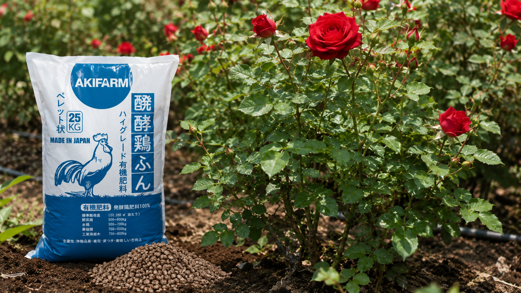Bón phân gà AKIFARM hạn chế nhện đỏ hoa hồng