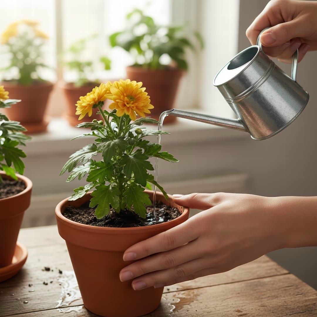 Tưới nước đúng cách cho cúc hoàng gia
